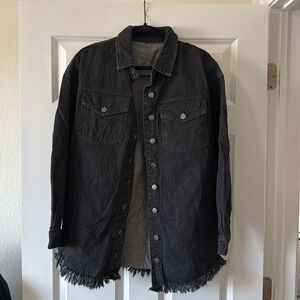 Black Denim Fringe Jacket
